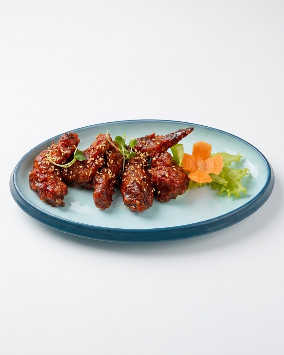 Hot wings plated on a white background